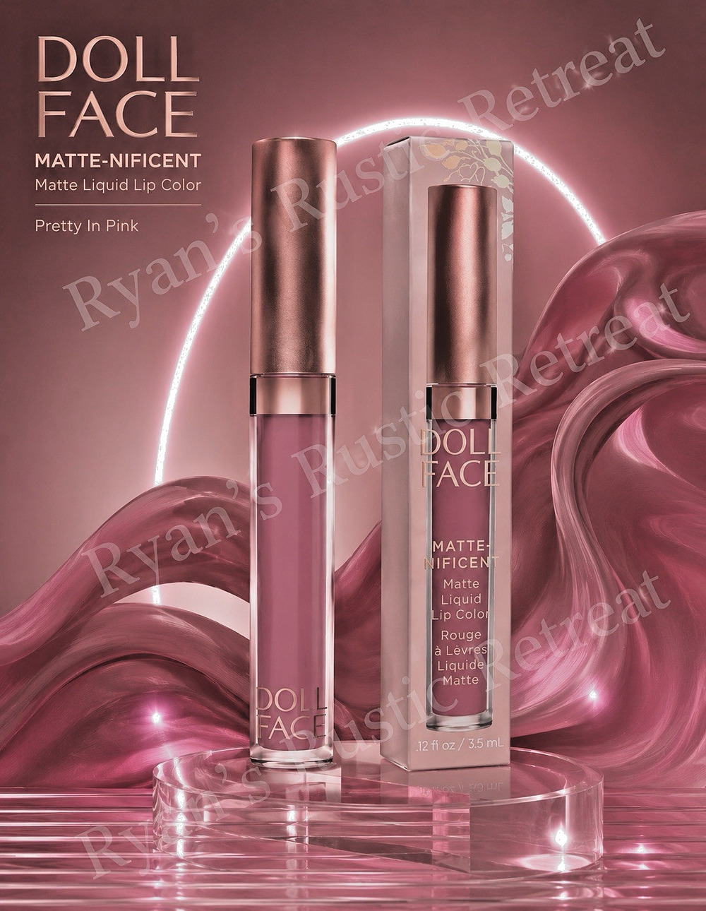 DOLL FACE - Matte Liquid Lip Color - Shade: Pretty in Pink - 0.12 fl oz/ 35 mL